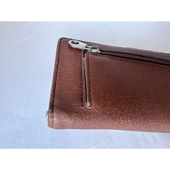 Relic by Fossil Brown Cognac Wallet Faux Leather Bifold Slim Design - Picture 5 of 6